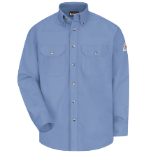 Bulwark Mens Midweight FR Dress Uniform Shirt - Light Blue fr,fire,flame,resistant,retardant,men,mens,boy,boys,shirt,solid,uniform,dress,light,blue,sky,baby
