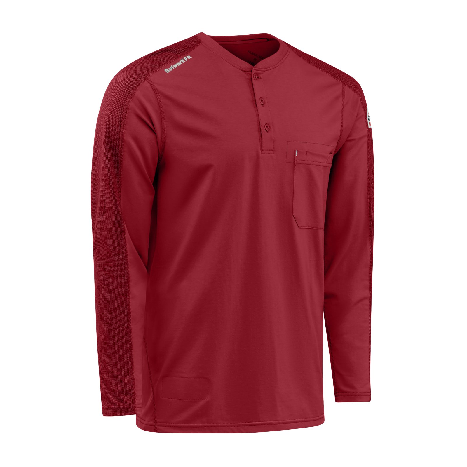 Bulwark Mens Flex Knit Henley - Red - STL2RD-