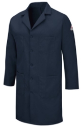 Bulwark Mens 6 oz Nomex Button Front Lab Coat - Navy fr,fire,flame,resistant,retardant,men,mens,fire,resistant,lab,coat,labcoat,scientist,engineer,navy,light,dark,blue,midnight,indigo