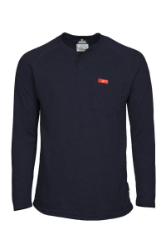 Lapco Mens FR Raglan Sleeve T-Shirt Henley - Navy Blue FR,flame,fire,resistant,retardant,men,mens,boy,boys,shirt,solid,crew,neck,t-shirt,tee,long,sleeve,dark,blue,navy,midnight,indigo