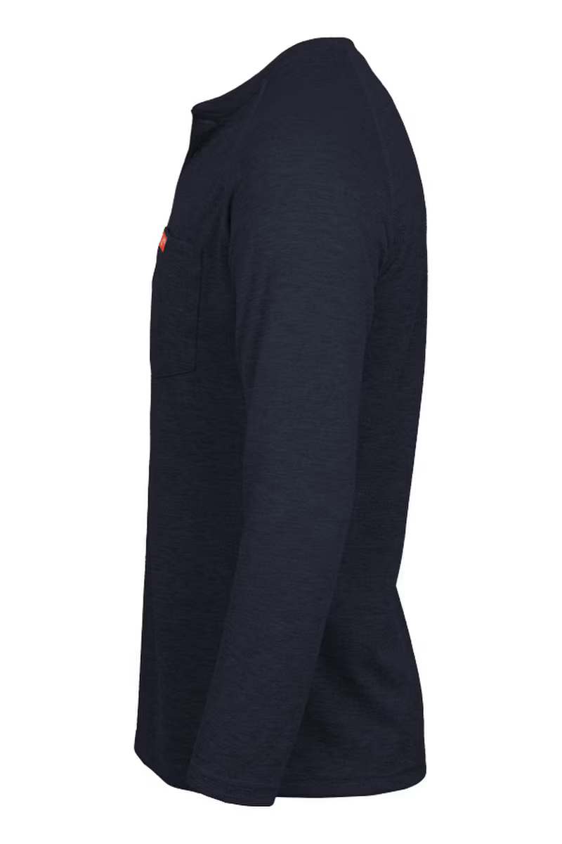 Lapco Mens FR Raglan Sleeve T-Shirt Henley - Navy Blue - FRT-RHP-NVY-