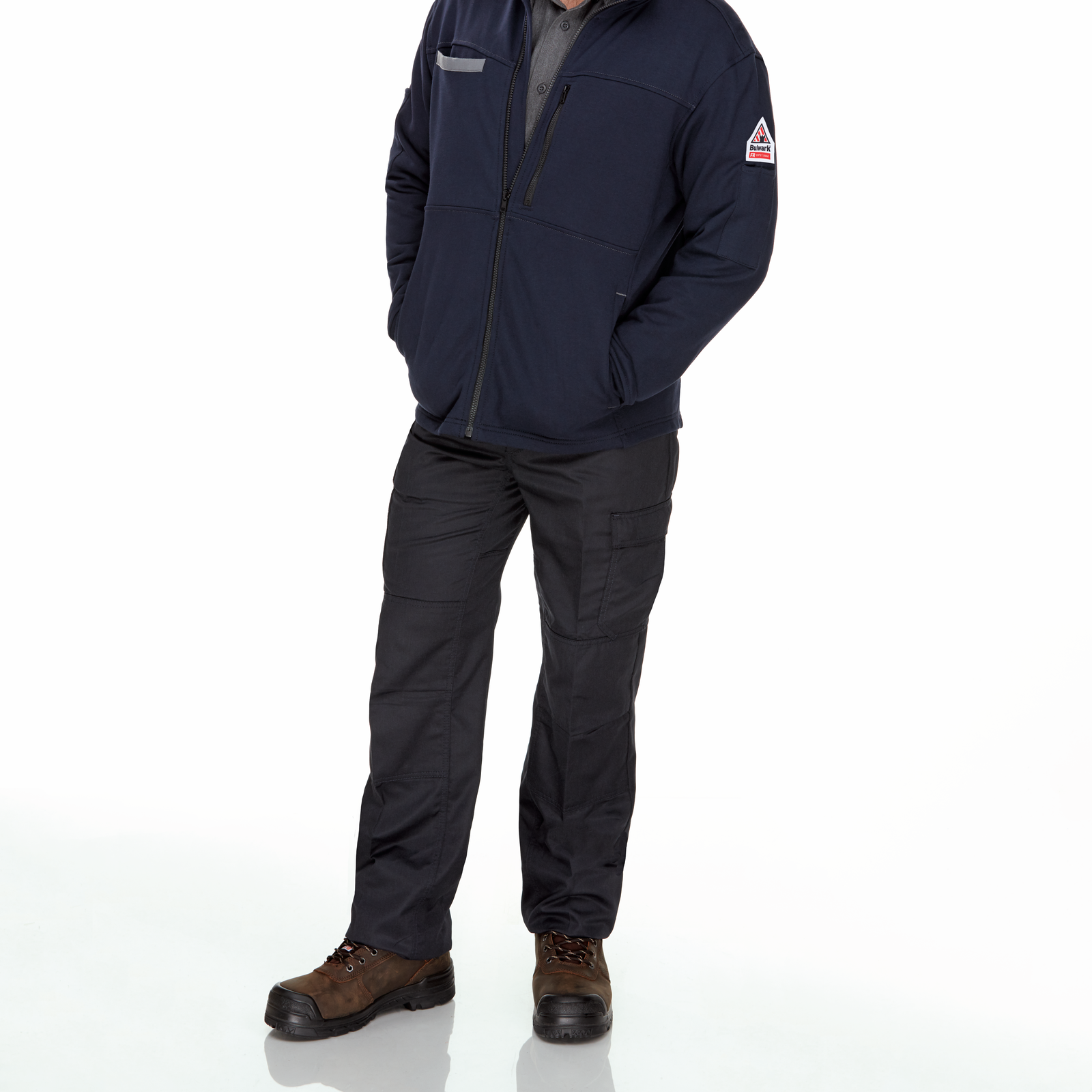 Bulwark Men's Fleece FR Zip-Up Jacket - Navy - SEZ2NV-