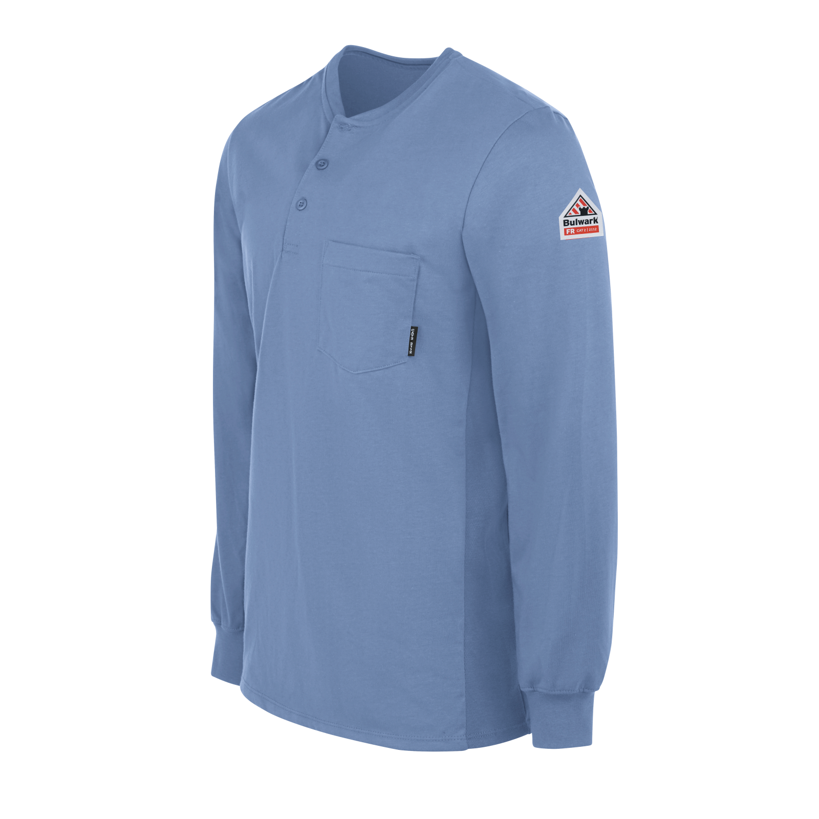 Bulwark Men's Lightweight FR Long Sleeve Henley - Light Blue - SEL2LB-