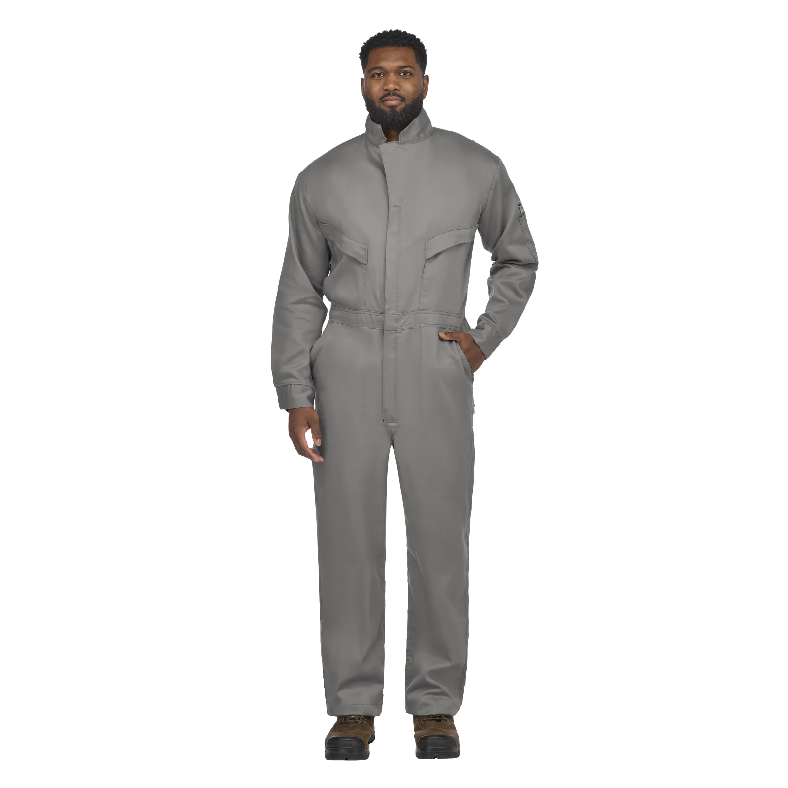 Bulwark Mens Lightweight Excel FR ComforTouch Deluxe Coverall - Grey - CLD4GY-