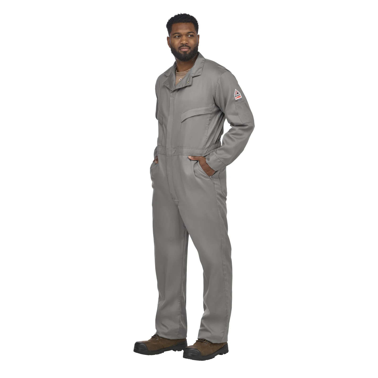 Bulwark Mens Lightweight Excel FR ComforTouch Deluxe Coverall - Grey - CLD4GY-