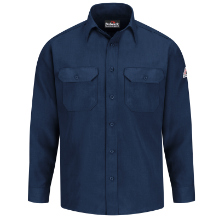 Bulwark Mens Lightweight Nomex FR Uniform Shirt - Navy fr,fire,flame,resistant,retardant,men,mens,boy,boys,long,sleeve,uniform,dress,formal,shirt,top,collar,collared,solid,navy,midnight,indigo,blue