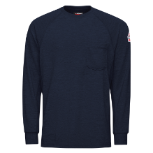 Bulwark Mens Long Sleeve Performance Cooltouch 2 T-Shirt - Navy FR,flame,fire,resistant,retardant,men,mens,boy,boys,shirt,solid,crew,neck,t-shirt,tee,long,sleeve,dark,blue,navy,midnight,indigo