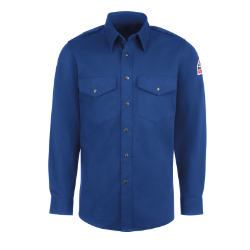 Bulwark Mens Midweight Excel FR Snap-Front Uniform Shirt - Royal Blue men,mens,boy,boys,shirt,top,solid,uniform,dress,light,collar,button,royal,blue,fr,fire,flame,resistant,retardant