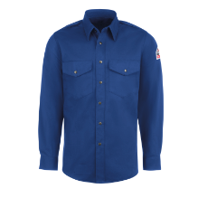 Bulwark Mens Midweight Excel FR Snap-Front Uniform Shirt - Royal Blue men,mens,boy,boys,shirt,top,solid,uniform,dress,light,collar,button,royal,blue,fr,fire,flame,resistant,retardant
