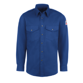 Bulwark Mens Midweight Excel FR Snap-Front Uniform Shirt - Royal Blue