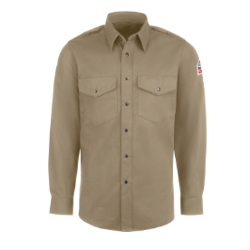 Bulwark Mens Midweight Excel FR Snap-Front Uniform Shirt - Tan