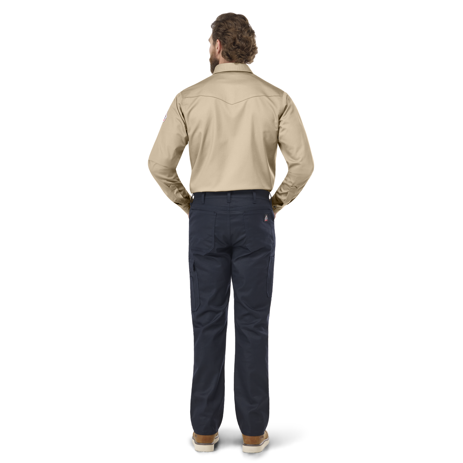 Bulwark Mens Midweight Excel FR Snap-Front Uniform Shirt - Tan - SES2TN-