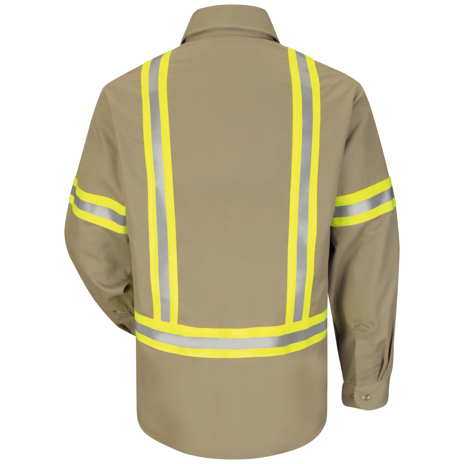 Bulwark Mens Midweight FR Enhanced Visibility Uniform Shirt - Khaki - SLDTKH-