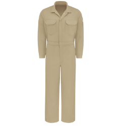 Bulwark Mens Premium 7 oz. 88/12 Lightweight FR Coverall - Khaki FR,flame,fire,resistant,men,mens,boy,boys,blues,coverall,coveralls,overalls,overall,work,onesie,light,khaki,tan,beige,brown