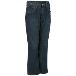 Bulwark Mens Relaxed Fit Bootcut Jean with Stretch - Sanded Denim fr,flame,fire,resistant,retardant,men,mens,mens,boy,boys,fr,fire,flame,resistant,retardant,uniform,pant,pants,blue,denim,faded,light,dark