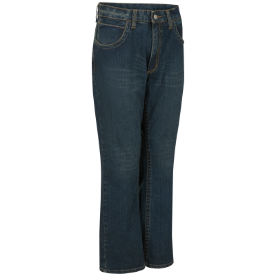 Bulwark Mens Relaxed Fit Bootcut Jean with Stretch - Sanded Denim