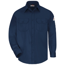 Bulwark Mens Uniform Shirt - Navy fr,fire,flame,resistant,retardant,men,mens,boy,boys,long,sleeve,uniform,dress,formal,shirt,top,collar,collared,solid,dark,blue,navy,midnight,indigo