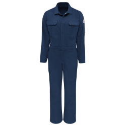 Bulwark Womens Premium 7 oz. 88/12 Lightweight FR Coverall - Navy fr,flame,fire,resistant,retardant,women,womens,girl,girls,lady,ladies,blues,coverall,coveralls,overall,overalls,dark,blue,navy,midnight,indigo