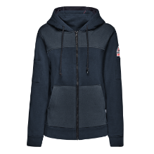 Bulwark Womens FR Full Zip Hoodie with Face Mask - Navy fr,flame,fire,resistant,women,womens,girl,girls,lady,ladies,outerwear,winterwear,jacket,coat,hoodie,sweatshirt,sweater,zipper,zip,front,dark,blue,navy,midnight