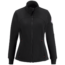 Bulwark Womens Fleece FR Zip-Up Jacket - Black fr,flame,fire,resistant,women,womens,girl,girls,lady,ladies,outerwear,winterwear,jacket,coat,hoodie,sweatshirt,sweater,zipper,zip,front,dark,black