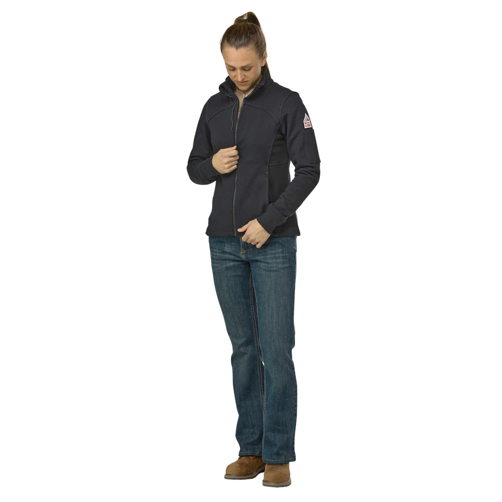 Bulwark Women's Fleece FR Zip-Up Jacket - Black - SEZ3BK-