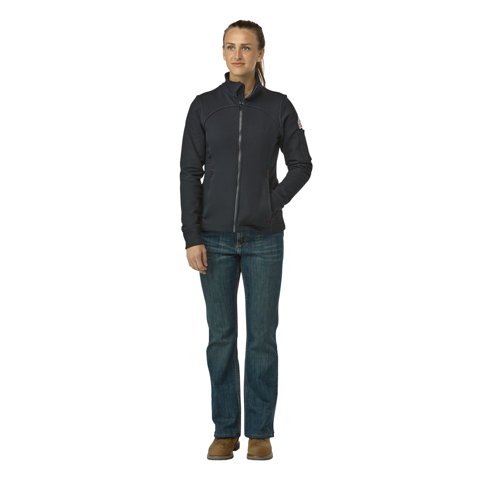 Bulwark Women's Fleece FR Zip-Up Jacket - Black - SEZ3BK-