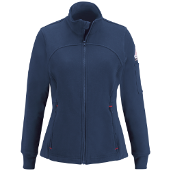 Bulwark Womens Fleece FR Zip-Up Jacket - Navy fr,flame,fire,resistant,women,womens,girl,girls,lady,ladies,outerwear,winterwear,jacket,coat,hoodie,sweatshirt,sweater,zipper,zip,front,dark,blue,navy,midnight
