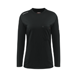 Bulwark Womens Flex Knit Tee - Black FR,fire,flame,resistant,retardant,women,womens,girl,girls,lady,ladies,shirt,solid,crew,neck,t-shirt,tee,long,sleeve,dark,black