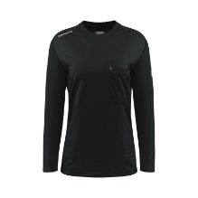 Bulwark Womens Flex Knit Tee - Black FR,fire,flame,resistant,retardant,women,womens,girl,girls,lady,ladies,shirt,solid,crew,neck,t-shirt,tee,long,sleeve,dark,black