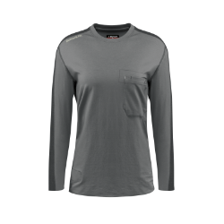 Bulwark Womens Flex Knit Tee - Charcoal FR,fire,flame,resistant,retardant,women,womens,girl,girls,lady,ladies,shirt,solid,crew,neck,t-shirt,tee,long,sleeve,dark,light,grey,gray,black,iron,metal,charcoal