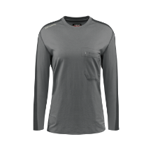 Bulwark Womens Flex Knit Tee - Charcoal FR,fire,flame,resistant,retardant,women,womens,girl,girls,lady,ladies,shirt,solid,crew,neck,t-shirt,tee,long,sleeve,dark,light,grey,gray,black,iron,metal,charcoal