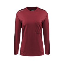Bulwark Womens Flex Knit Tee - Red FR,fire,flame,resistant,retardant,women,womens,girl,girls,lady,ladies,shirt,solid,crew,neck,t-shirt,tee,long,sleeve,dark,red,crimson,scarlet,blood