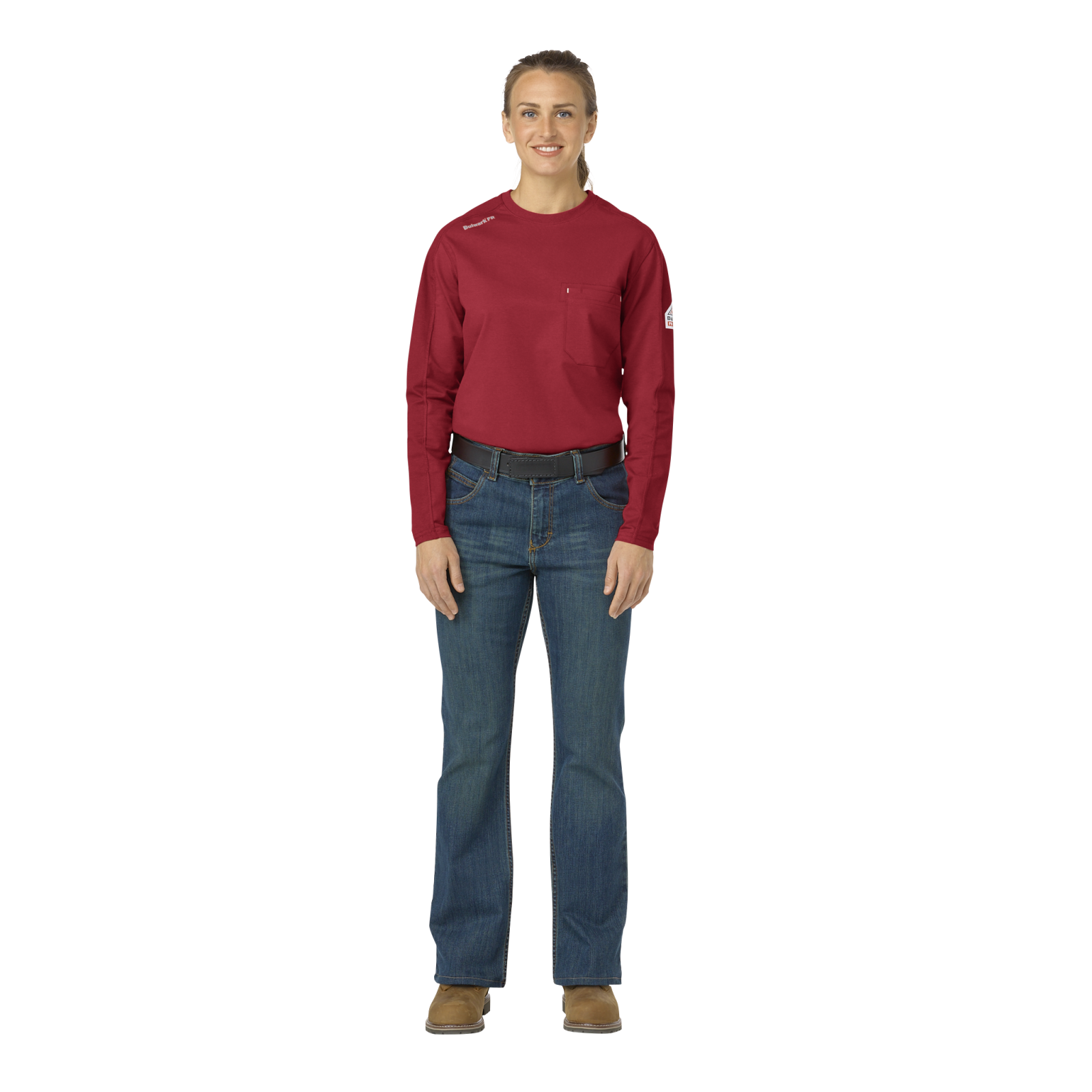 Bulwark Womens Flex Knit Tee - Red - STT3RD-