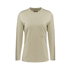Bulwark Womens Flex Knit Tee - Khaki FR,fire,flame,resistant,retardant,women,womens,girl,girls,lady,ladies,shirt,solid,crew,neck,t-shirt,tee,long,sleeve,light,dark,khaki,tan,beige,brown