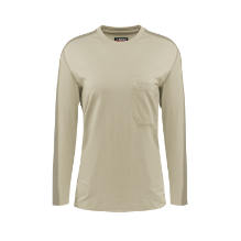 Bulwark Womens Flex Knit Tee - Khaki FR,fire,flame,resistant,retardant,women,womens,girl,girls,lady,ladies,shirt,solid,crew,neck,t-shirt,tee,long,sleeve,light,dark,khaki,tan,beige,brown