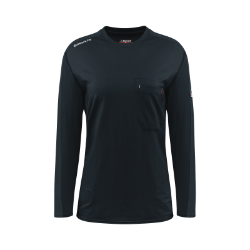 Bulwark Womens Flex Knit Tee - Navy FR,fire,flame,resistant,retardant,women,womens,girl,girls,lady,ladies,shirt,solid,crew,neck,t-shirt,tee,long,sleeve,dark,navy,blue,midnight