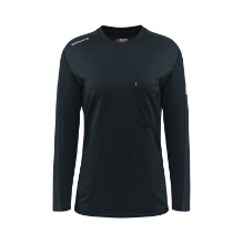 Bulwark Womens Flex Knit Tee - Navy FR,fire,flame,resistant,retardant,women,womens,girl,girls,lady,ladies,shirt,solid,crew,neck,t-shirt,tee,long,sleeve,dark,navy,blue,midnight
