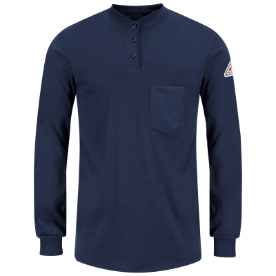 Bulwark Womens Lightweight FR Long Sleeve Henley - Navy