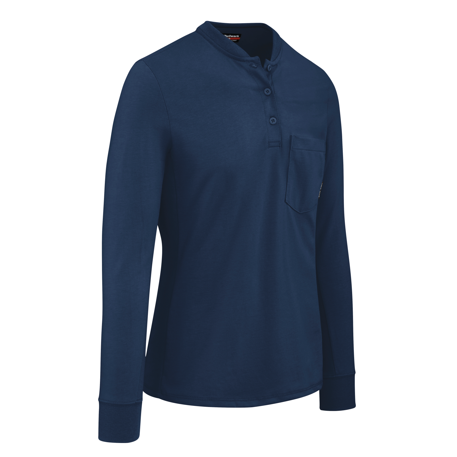 Bulwark Womens Lightweight FR Long Sleeve Henley - Navy - SEL3NV-