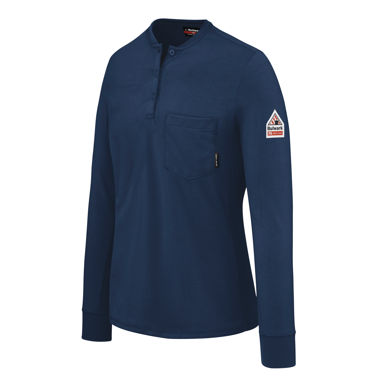 Bulwark Womens Lightweight FR Long Sleeve Henley - Navy - SEL3NV-