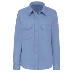 Bulwark Womens Midweight FR Dress Uniform Shirt - Light Blue fr,fire,flame,resistant,retardant,women,womens,girl,girls,lady,ladies,top,shirt,blouse,collar,collared,light,blue,sky,teal,baby