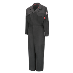 Bulwark Womens iQ Series Mobility Coverall - Dark Grey FR,flame,fire,resistant,retardant,women,womens,girl,girls,lady,ladies,blues,coverall,coveralls,overalls,overall,work,onesie,dark,light,grey,gray,black,iron,metal,charcoal