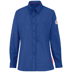 Bulwark Womens iQ Series Lightweight Comfort Woven Shirt - Royal Blue fr,fire,flame,resistant,retardant,women,womens,girl,girls,lady,ladies,top,shirt,blouse,collar,collared,royal,blue,light,indigo