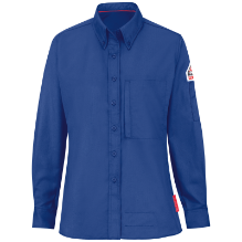 Bulwark Womens iQ Series Lightweight Comfort Woven Shirt - Royal Blue fr,fire,flame,resistant,retardant,women,womens,girl,girls,lady,ladies,top,shirt,blouse,collar,collared,royal,blue,light,indigo