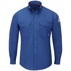 Bulwark Mens iQ Series Lightweight Comfort Woven Shirt - Royal Blue men,mens,boy,boys,shirt,top,solid,uniform,dress,light,royal,blue,fr,fire,flame,resistant,retardant