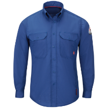 Bulwark Mens iQ Series Lightweight Comfort Woven Shirt - Royal Blue men,mens,boy,boys,shirt,top,solid,uniform,dress,light,royal,blue,fr,fire,flame,resistant,retardant