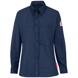 Bulwark Womens iQ Series Lightweight Comfort Woven Shirt - Navy fr,fire,flame,resistant,retardant,women,womens,girl,girls,lady,ladies,top,shirt,blouse,collar,collared,navy,blue,dark,midnight,indigo