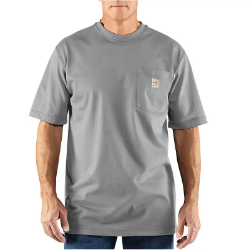 Carhartt Mens 6.75 oz FR Force Cotton Short-Sleeve T-Shirt - Light Grey men,mens,boy,boys,shirt,solid,uniform,crew,neck,henley,light,grey,gray,iron,charcoal,short,sleeve
