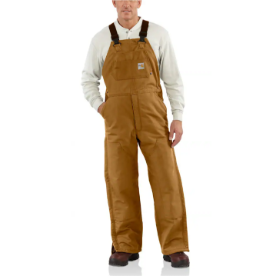 Carhartt Men's FR Duck Bib Overall/Quilt Lined Warmest Rating - Carhartt Brown