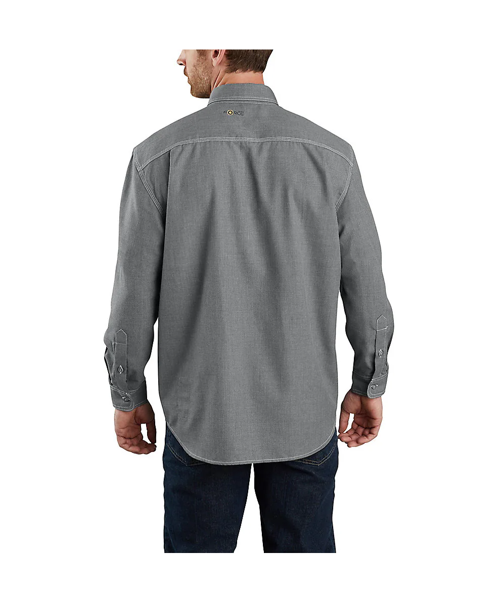 Carhartt Mens FR Force Sun Defender Long Sleeve Button Shirt - Gray - 104138-GRY-